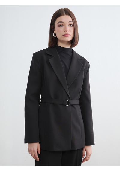 Lcw Modest Siyah Beli Kemerli Kadın Blazer Ceket