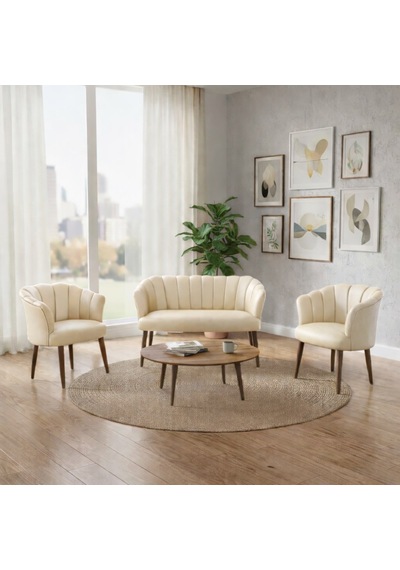 Papatya 2+1+1 Deri Kumaş Ofis & Büro İş Yeri Bekleme Koltuğu Takımı Ahşap Ayak - Krem Papatya 2+1+1 Deri Kumaş Ofis & Büro İş Yeri Bekleme Koltuğu Takımı Ahşap Ayak - Krem