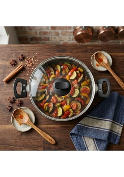 24 Cm Buz Karnıyarık Tenceresi - Siyah Yanmaz Yapışmaz Sığ Pilav Ve Yemek Tenceresi Diğer