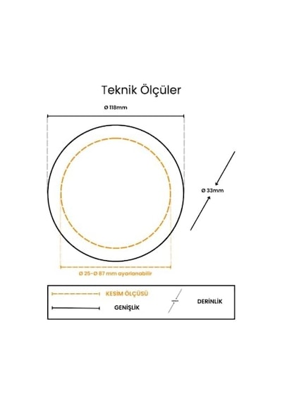 Xplus Ayarlanabilir Led Panel 20w Cata Ct-5661g - Delik Çapı Ayarlanabilir Sıva Altı Tavan Armatürü - 3200k Günı Diğer