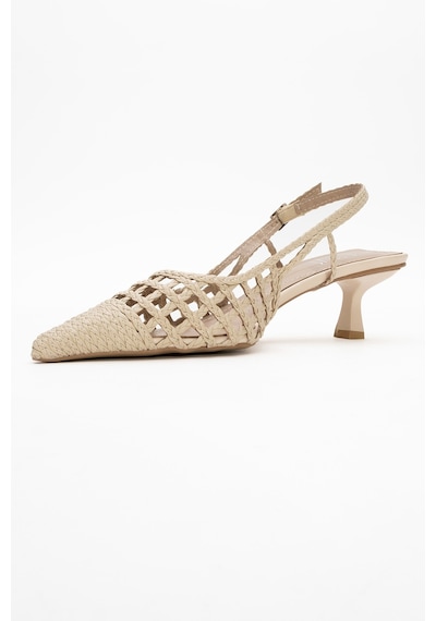 Luvishoes Luvi Shoes Heaven Bej Örme Arkası Açık Kadın Kısa Topuklu Ayakkabı Bej