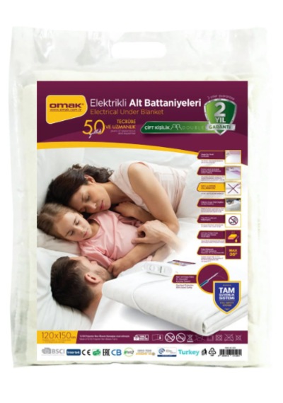 Kıng Cotton Omak Elektrikli Battaniye Çift Kişilik 120x150 Beyaz