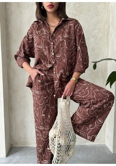 Verymoda Nakışlı Gömlek - F1899 Kahve