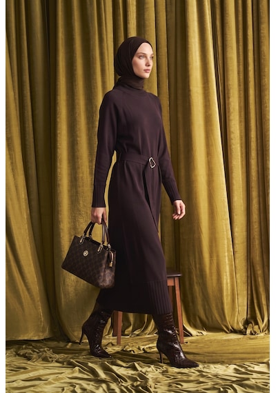Armine Trend Kemer Detaylı Balıkçı Yaka Uzun Kollu Ribanalı Triko Elbise Kahverengi 26ktd911 Armine Trend Kemer Detaylı Balıkçı Yaka Uzun Kollu Ribanalı Triko Elbise Kahverengi 26ktd911