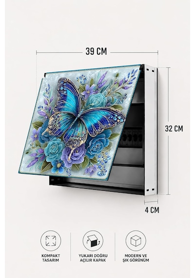 Dekoratif Sigorta Kutusu Kapağı 39x32 Cm Açılır Kapaklı Elektrik Panosu Gizleme Paneli Ss023