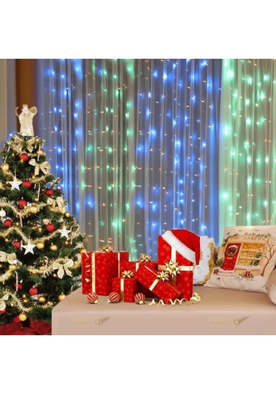 3x3 Metre 305 Led'li 8 Fonksiyonlu Kumandalı Gökkuşağı Perde Led Işık RGB