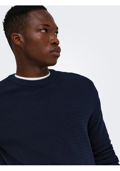 Only & Sons Onsron Reg Ls Crew Neck Knıt Noos Dark Sapphire Çok Renkli