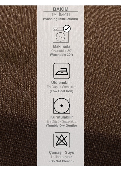 Br Perle Kahverengi Keten Dokulu Masa Örtüsü