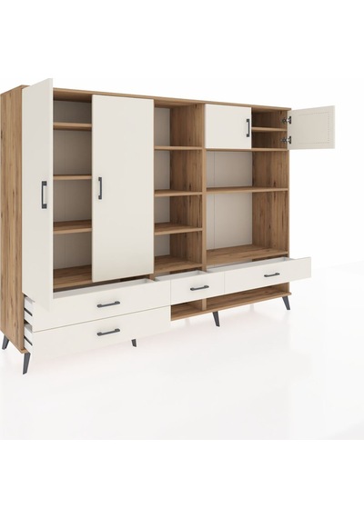 Hyperion Dolap 12 Raflı 4 Çekmeceli 4 Kapaklı 220x44x163 Çam-ayta Çam-aytaşı