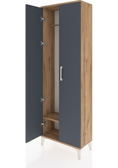 Arges Dolap Tek Raflı 2 Kapaklı Tek Askılı 60x30x182 Çam-antr... Çam