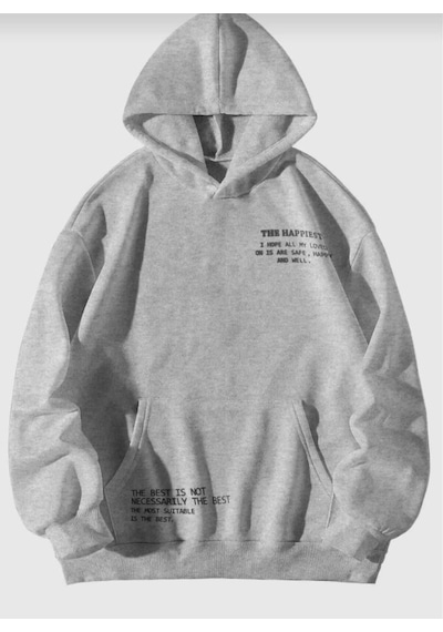 Kozia Outdoors Hapıyy Test Baskılı Oversize Unisex Sweatshirt Gri