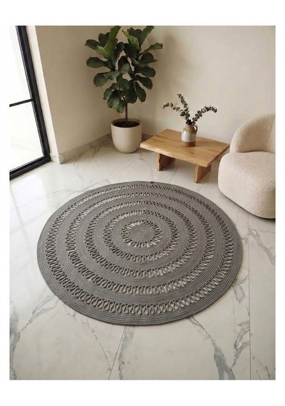 Nakkaş Home 120x120 Jüt Yuvarlak Grey Kilim