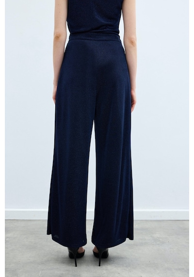 Sateen Simli Salaş Pantolon - Lacivert-135390 Lacivert