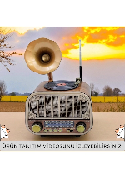 Dexxony Dcx-13 Kahverengi Nostaljik Radyo & Zarif Nostaljik Ahşap Görünümlü Radyo Bluetooth Hoparlör