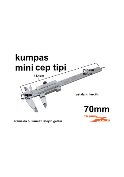 Kumpas Metal 70mm Mini Boy Cep Kumpas Profesyonel