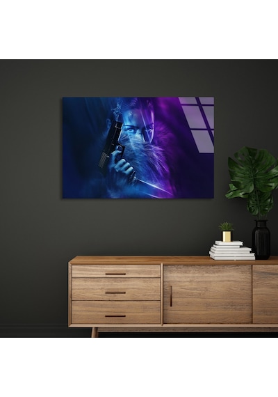 Silahlı Adam Portre - Cam Tablo - Deg1039 110 X 70 Cm