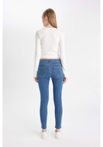 Defacto Rebeca Skinny Fit Yüksek Bel Dar Paça Bilek Boy Jean Pantolon C7609AX24AUNM28 Mavi