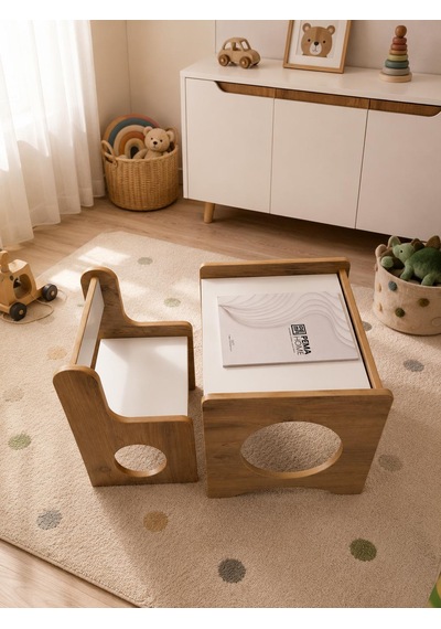 Pema Home %100 Mdf Montessori Aktivite Masası, Çocuk Oyun Çizim Masa Sandalye Takımı Kahverengi Pema Home %100 Mdf Montessori Aktivite Masası, Çocuk Oyun Çizim Masa Sandalye Takımı Kahverengi