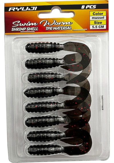 Ryuji Swim Worm 5.5cm 8 Adet Lrf Silikon Yem Mussel