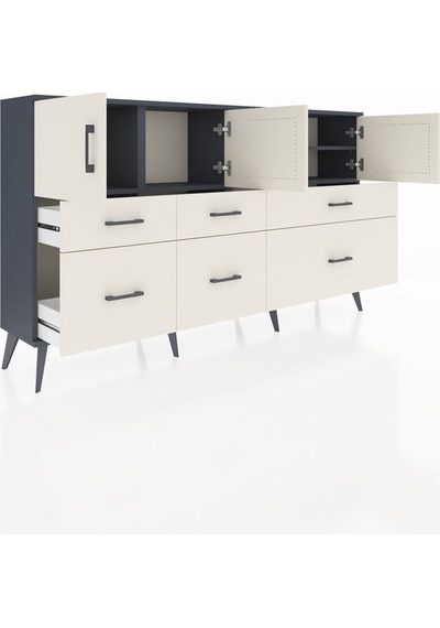 Arges Konsol 4 Raflı 6 Çekmeceli 4 Kapaklı 176x30x99 Antrasit-aytaşı Aytası - Antrasıt Arges Konsol 4 Raflı 6 Çekmeceli 4 Kapaklı 176x30x99 Antrasit-aytaşı Aytası - Antrasıt