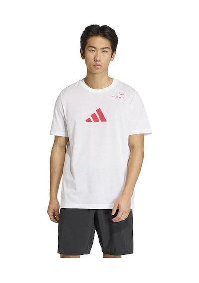 Adidas Padel Cat Erkek Beyaz Yuvarlak Yaka Tişört Beyaz
