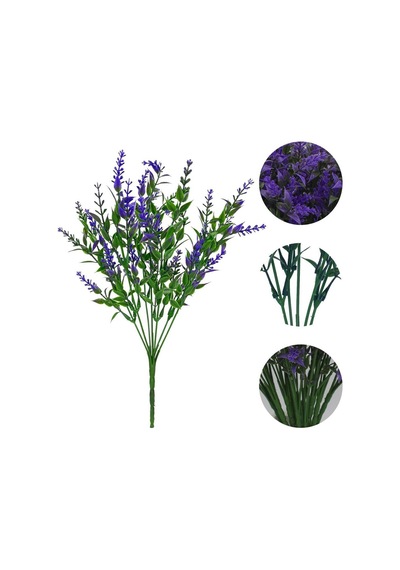 10lu Set Yapay Çiçek Mor Lavanta 7 Dallı Plastik Dekoratif Yapay Bitki