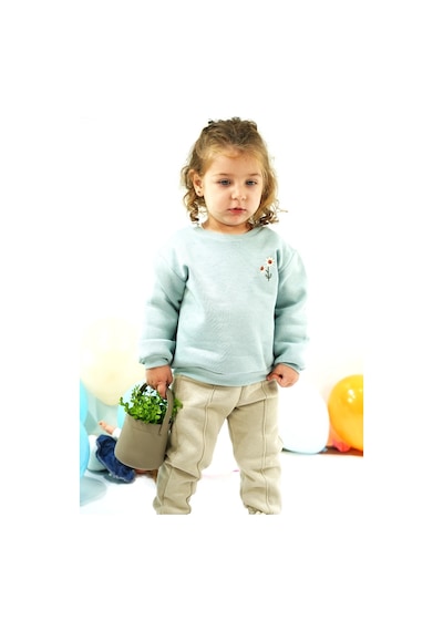 Kidaxi Nakış Detaylı 3 İplik İkili Mint Bebe Takımı Mint Yeşili