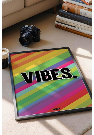 Vibes Gökkuşağı Pozitif Enerji Çerçeveli Tablo - Pop Art Poster Tablo