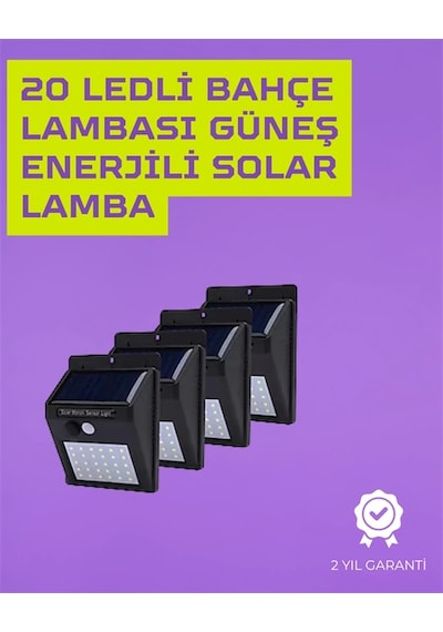Znv Zenvia Mey İthalat Güneş Enerjili Akıllı Duvar Lambası Pır Sensörlü, Otomatik Aydınlatma, Dış Mekan