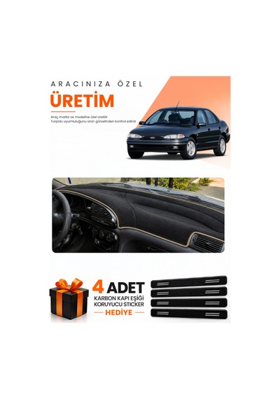 Ford Mondeo Çukurlu 1993-1996 Uyumlu Torpido Koruma Örtüsü Oto Kılıfı - Siyah Bej