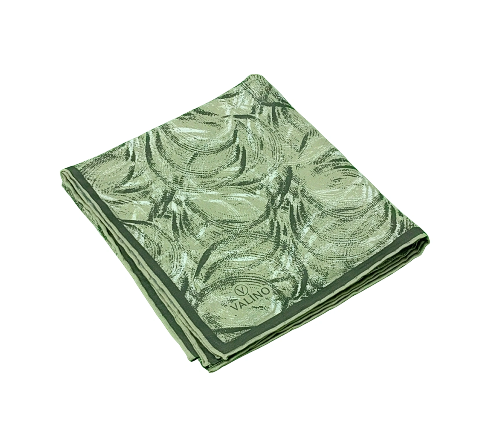 Mim Eşarp Valino Desenli Şifon Eşarp 90x90 Cm KOYU YEŞİL