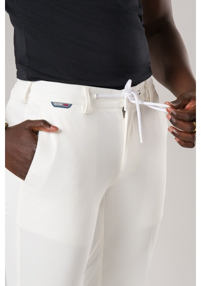 Ecer Slimfit Beli Lastikli Ve İplikli Dokulu Likralı Yazlık Jogger Pantolon Beyaz