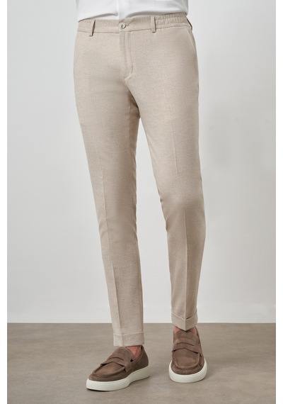 Morven Erkek Bej Trend Tam Lastikli Slim Fit Pantolon 25ys003007653 Bej