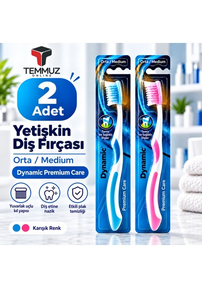 Dynamic Aile Paketi Diş Fırçası Seti 3 Adet 2 Yetişkin Medium + 1 Çocuk Extra Soft Karışık Renk