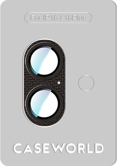 Apple Uyumlu   iPhone 16 Plus Caseworld Karbon Fiber Serisi Anti Reflective Ultra Clear Full Kamera Koruyucu Siyah
