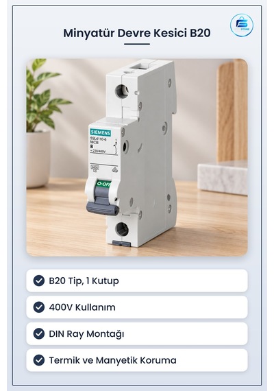 Miniatür Devre Kesici Sigorta B20 1p /400v Mcb Tek Kutuplu Pano İ