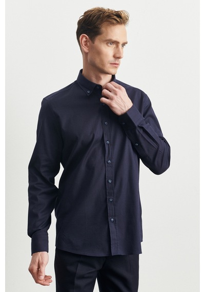 AC&Co / Altınyıldız Classics Erkek LACI Slim Fit Dar Kesim Düğmeli Yaka Gabardin Desenli Gömlek Çok Renkli