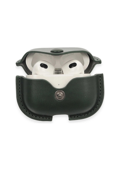 Apple Apple Uyumlu AirPods 3 3.nesil Çanta Deri Kılıf - Haki Yeşil