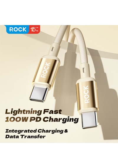 R18 100w Type-c To Type-c 5a Pd 1m Şarj Ve Data Kablosu Gold