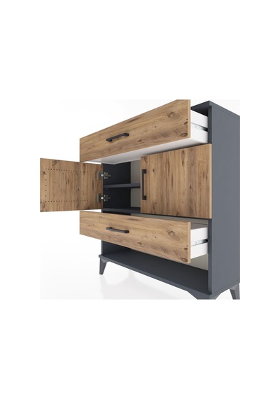 Arges Şifonyer 2 Raflı 2 Çekmeceli 2 Kapaklı 88x30x96 Antrasi... Antrasit