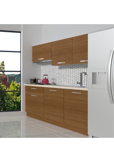 Decoraktiv Naturel 160 Mdf Hazır Mutfak Dolabı - Tezgah Dahil - Naturel Ceviz