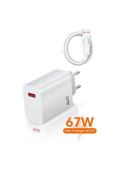 67w Turbo Şarj Cihazı Aleti 6a Kablo adaptör Seti Type C Usb Xiaomi Redmi Samsung Uyumlu Duvar Tipi