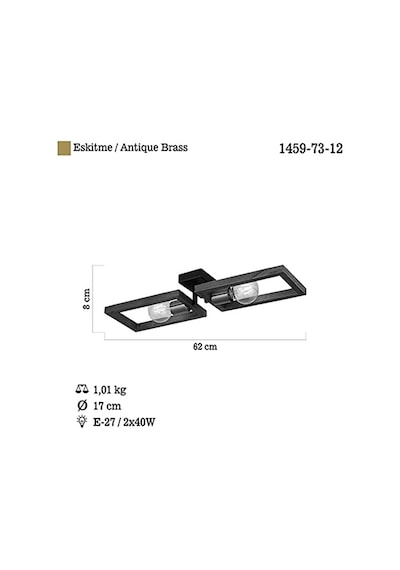 Ayrex Era 2 Li Antik Lak/siyah Plafonyer 2xe27 Diğer