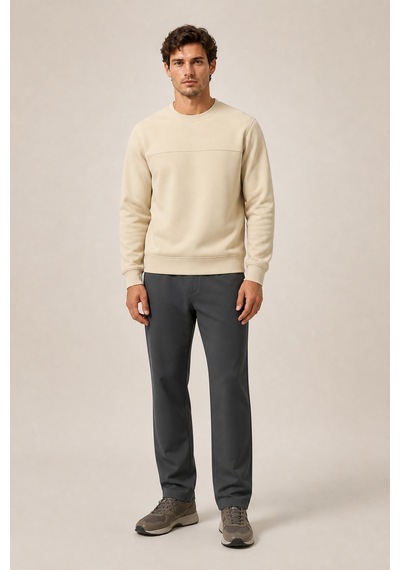 Redline Steni Yeni Sezon Erkek Regular Fit Kışlık Bisiklet Yaka Sweatshirt Bej