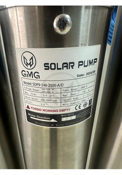 Maksimum.148 Metreden Saatte 9 Ton Su - 200v 2500w Tonajlı Derin Kuyu Solar Ve Şebeke İle Çalışan Dalgıç Pompa