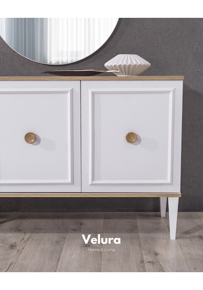 Legna Modern Konsol Beyaz - Açık Ceviz