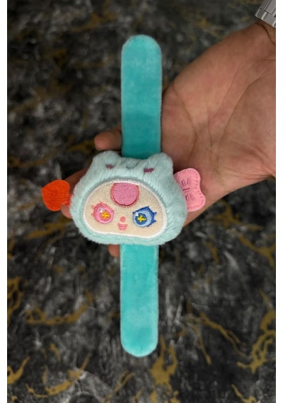 Ay Tavşanı Peluş Bileklik Oyuncak Bileğe Vurunca Sarılan Slap Bileklik, Çok Amaçlı Saç Tokası Turkuaz