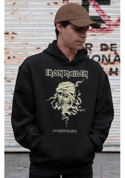 Sevbano Iron Maiden Power Slave Rock Metal Baskılı Unisex Oversize Müzik Siyah