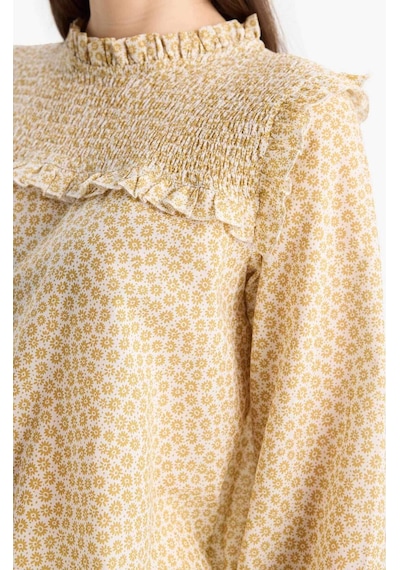DeFacto Regular Fit Desenli Fırfır Yaka Vual Uzun Kollu Tesettür Bluz Tunik E7966AX25SMWT47