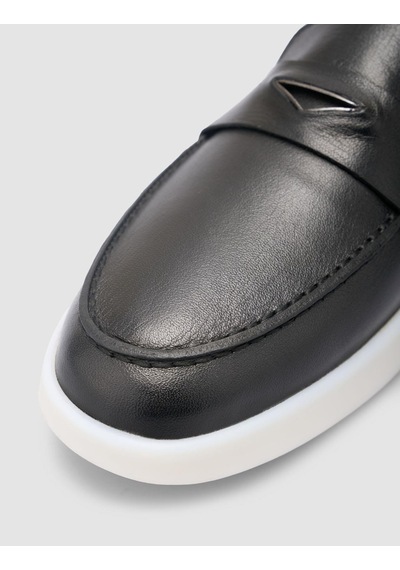Cabani %100 Hakiki Deri Siyah Kadın Loafer Siyah
